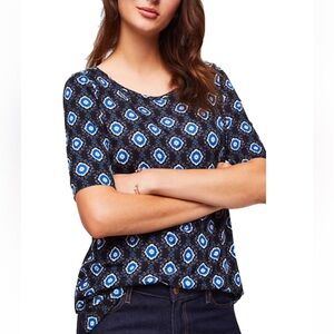 NWT New Loft Medallion Ballet Neck Tee M Medium 100% rayon soft printed t-shirt